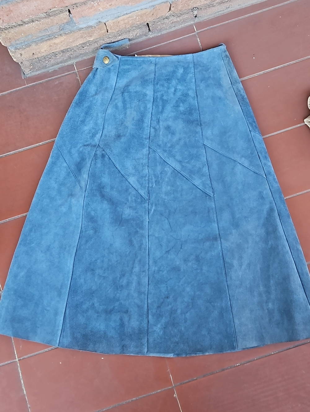 Hanover Blue Suede A-Line Skirt Vintahe 70s Sky Xs